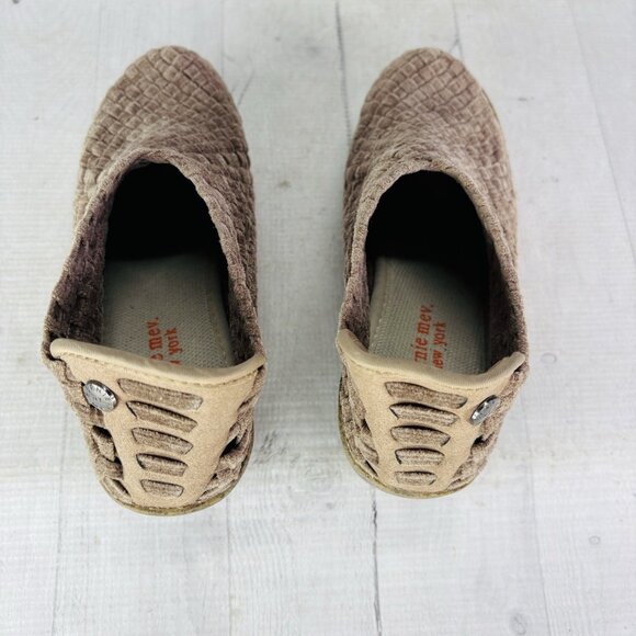 Bernie Mev Camel Basketweave Woven Stretch Slip On Wedge Heel Shoes Size 38 US 7 - Picture 7 of 16